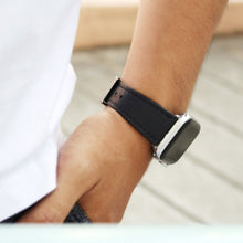 Load image into Gallery viewer, Bisu Bisu Apple Watchband - Black Saffiano Leather - (Watchbands)