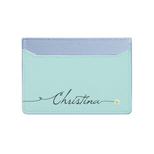 Load image into Gallery viewer, Bisu Bisu Card Holder - Baby Blue Saffiano Leather - (Signature, Daisy)
