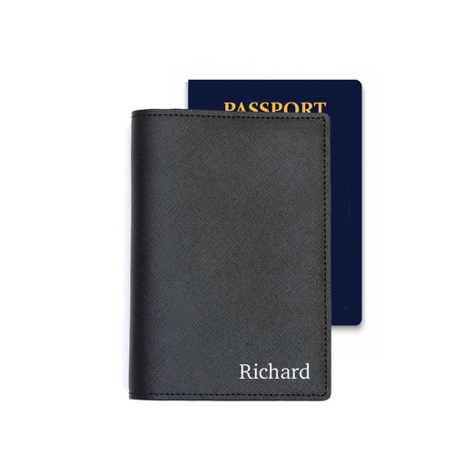Bisu Bisu Passport Holder - Black Saffiano Leather - (Standard)