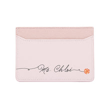 Load image into Gallery viewer, Bisu Bisu Card Holder - Pink Saffiano Leather - (Signature, red Rose)
