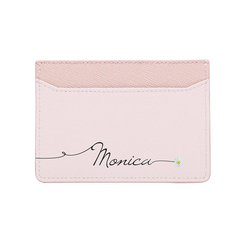 Bisu Bisu Card Holder - Pink Saffiano Leather - (Signature, Daisy)