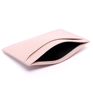 Bisu Bisu Card Holder - Pink Saffiano Leather - (Signature, red Rose)