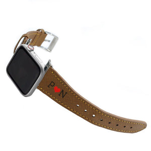 Bisu Bisu Apple Watchband - Brown Saffiano Leather - (Watchbands)